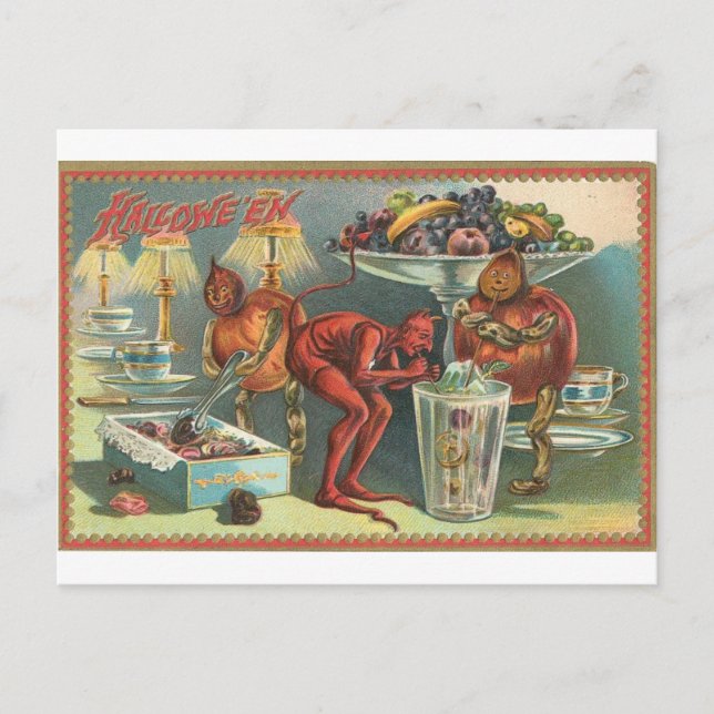 Vintage Halloween Tarjetas de felicitación clásica (Anverso)