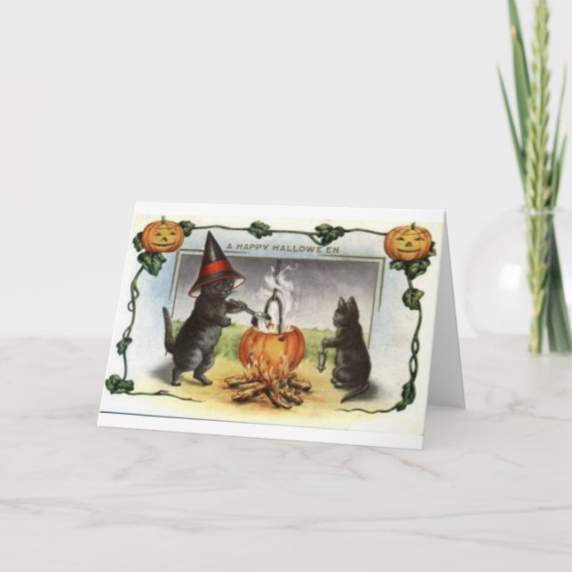 Vintage Halloween Tarjetas de felicitación clásica (Anverso)