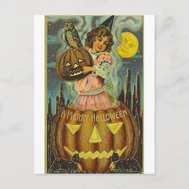 Vintage Halloween Tarjetas de felicitación clásica (Anverso)