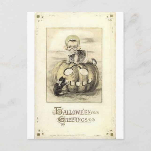 Vintage Halloween Tarjetas de felicitación clásica (Anverso)