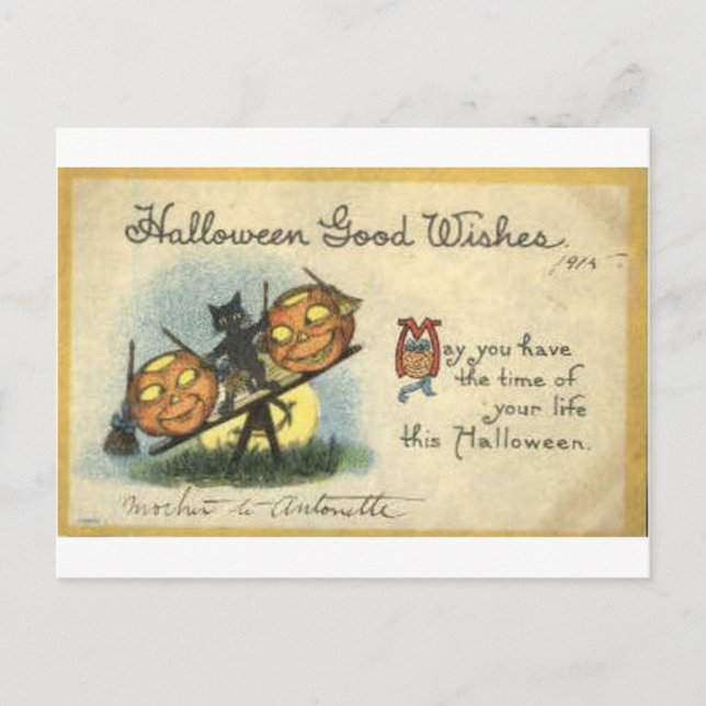 Vintage Halloween Tarjetas de felicitación clásica (Anverso)