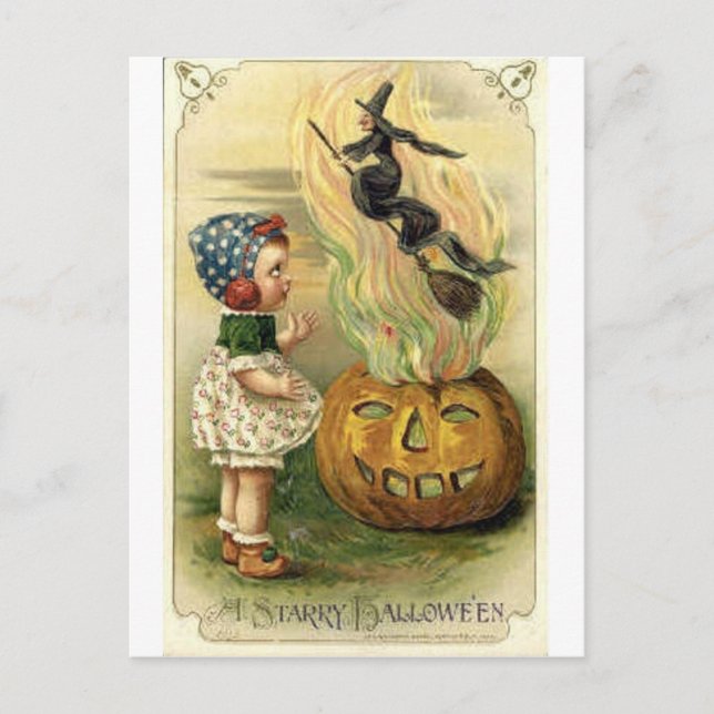 Vintage Halloween Tarjetas de felicitación clásica (Anverso)