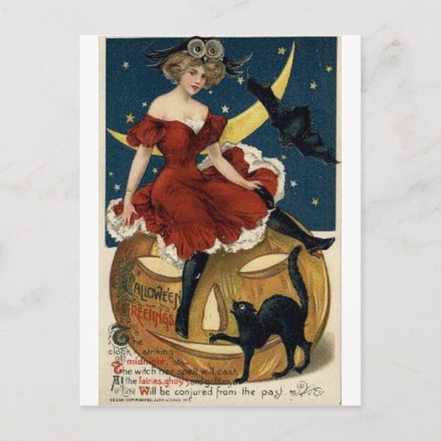 Vintage Halloween Tarjetas de felicitación clásica (Anverso)