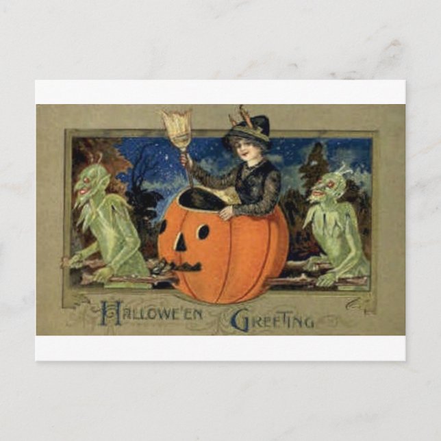 Vintage Halloween Tarjetas de felicitación clásica (Anverso)