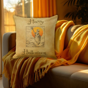 Vintage Halloween Witch Cojín decorativo
