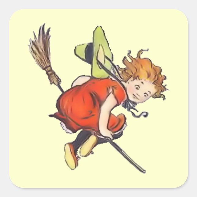 Vintage Halloween Witch Pegatina (Anverso)