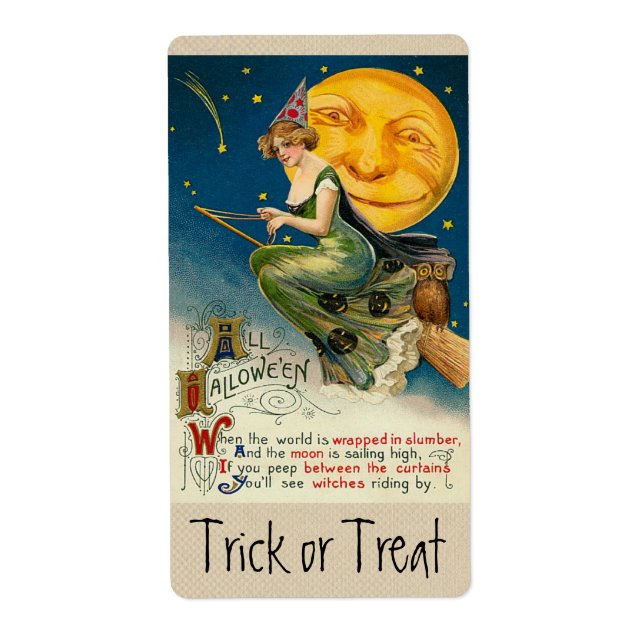 Vintage Halloween Witch Pegatina (Frente)
