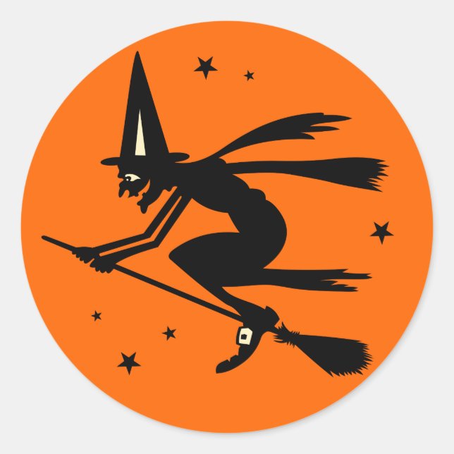 Vintage Halloween Witch Pegatina (Anverso)