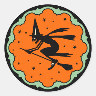 Vintage Halloween Witch Pegatina