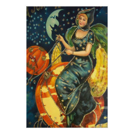Vintage Halloween Witch Poster