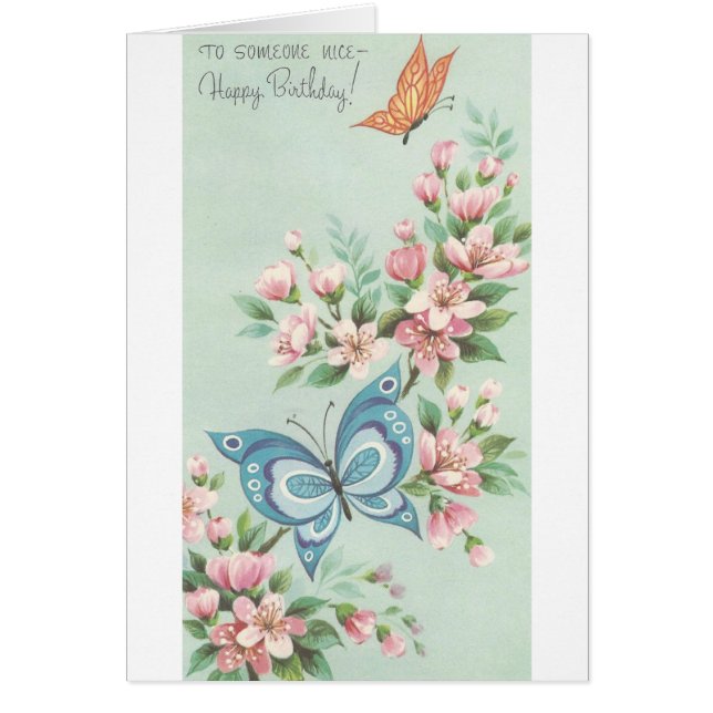 Vintage Happy Birday With Butterflies (Frente)