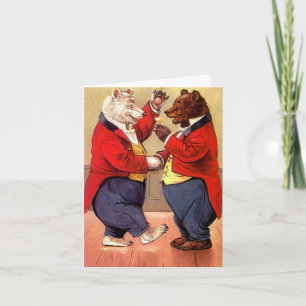 Vintage Happy Dancing Bears Tosta Gracias Tarjeta