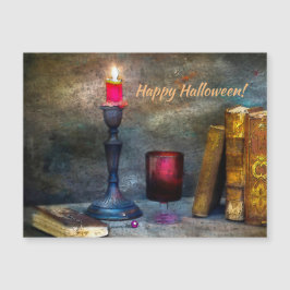 Vintage Happy Halloween Velas Rojas y Viejos Libro