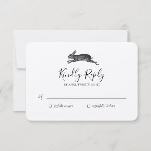 Vintage Hare Rabbit Wedding Tarjeta RSVP