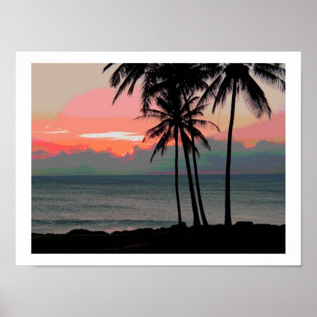 Vintage Hawaii Sunset Posters (Frente)