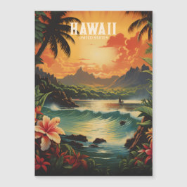 Vintage Hawaii Tropical Beach Travel Ilustracion