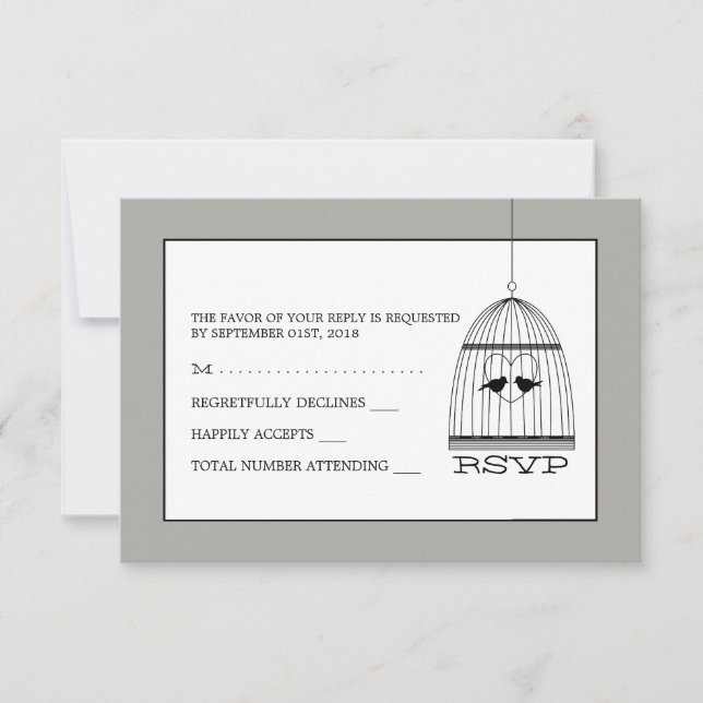 Vintage Heart Birdcage Wedding RSVP (Anverso)