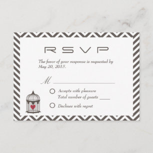 Vintage Heart in Bird Cage Chevron Wedding RSVP