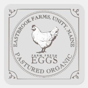 VINTAGE HEN ETIQUETA DE HUEVOS PEGADOS Huevos Cart