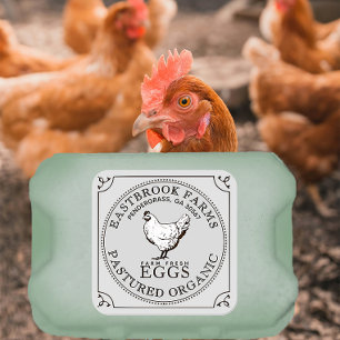 VINTAGE HEN ETIQUETA DE HUEVOS PEGADOS Huevos Cart