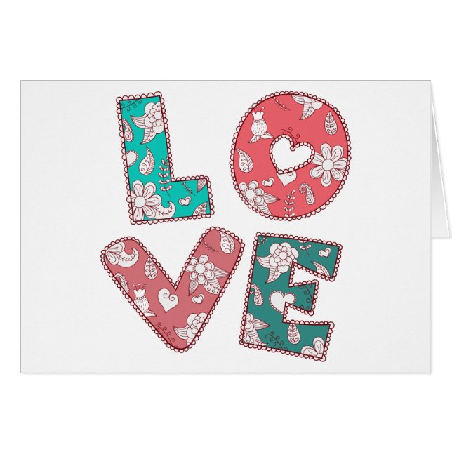 Vintage Hippy Love Green & Pink, Red Floral (Anverso (Horizontal))