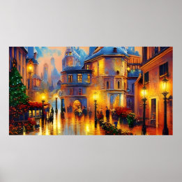 Vintage Holiday arte antiguo Poster colorido