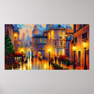 Vintage Holiday arte antiguo Poster colorido