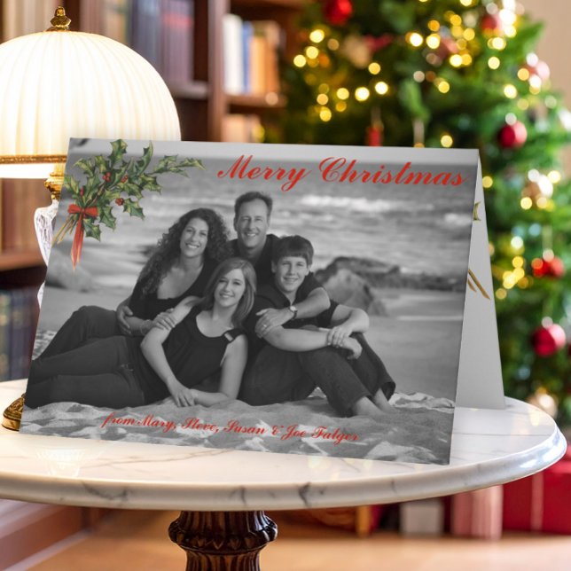 Vintage Holly | Tarjeta fotográfica de Navidad ple (Subido por el creador)