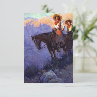 Vintage, hombre y mujer en caballos, Anderson