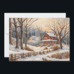 Vintage Home Snow Forest Winter Feliz Navidad<br><div class="desc">Vintage tarjeta de felicitación de Navidad con un cuadro de una vieja casa roja sentada sola en medio de un bosque cubierto de nieve en invierno. Personalizado en la parte posterior con su mensaje y nombre. Comuníquese conmigo para obtener ayuda con su personalización o para solicitar productos adicionales de correspondencias...</div>