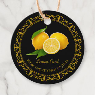 Vintage Homemade Lemon Curd Hang Etiqueta l Negro