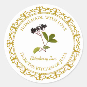 Vintage Homologación Elderberry Jam Etiqueta l Bla