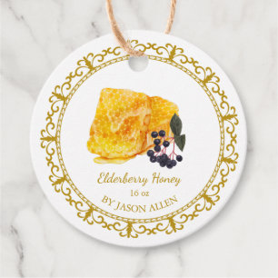 Vintage Honeycomb Elderberry Honey Hang Etiqueta