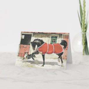 Vintage Horse and Dog Friends, Feliz Navidad