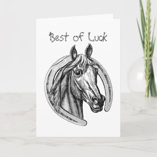 Vintage Horse & Horseshoe Tarjeta de Saludo (Anverso)