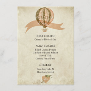 Vintage Hot Air Balloon Boda Menú