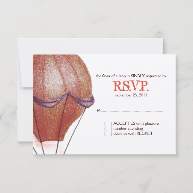 Vintage Hot Air Balloon Wedding RSVP (Anverso)