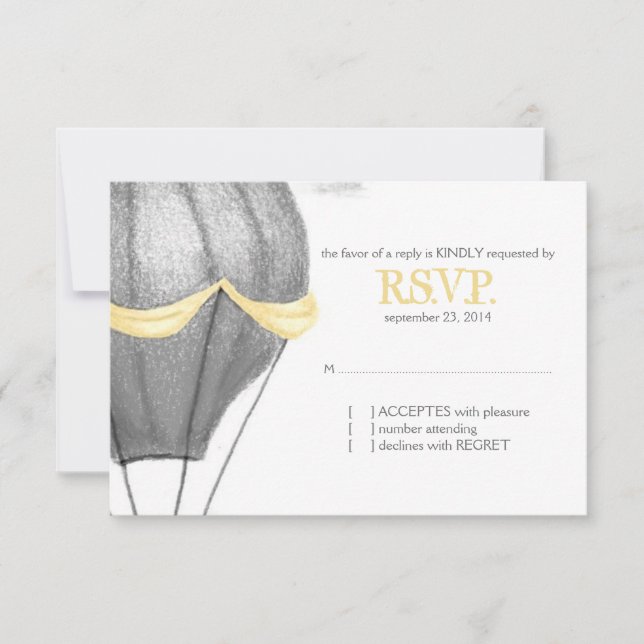 Vintage Hot Air Balloon Wedding RSVP (Anverso)