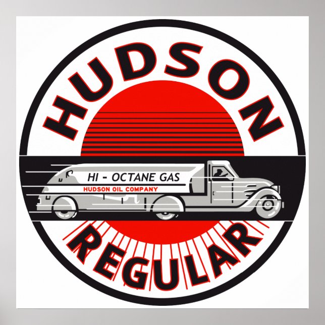 Vintage Hudson Señal de gasolina regular (Frente)