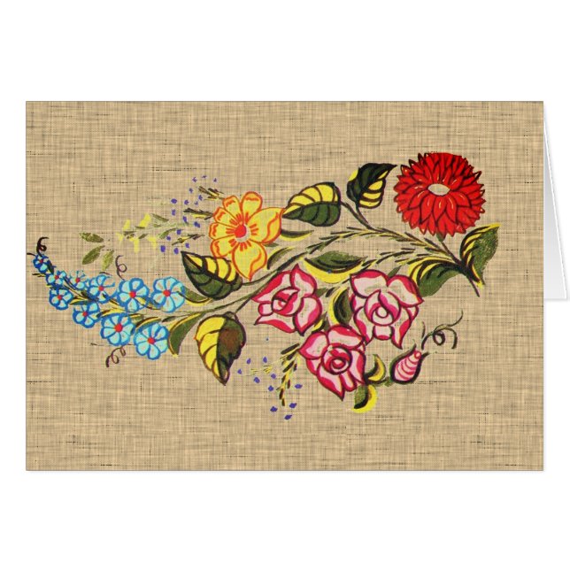 Vintage  Hungarian Flowers  -  faux fabric (Anverso (Horizontal))