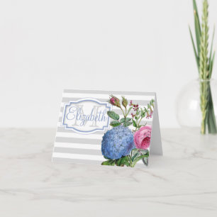 Vintage Hydrangeas Sr. Rosas Stripes Monograma N