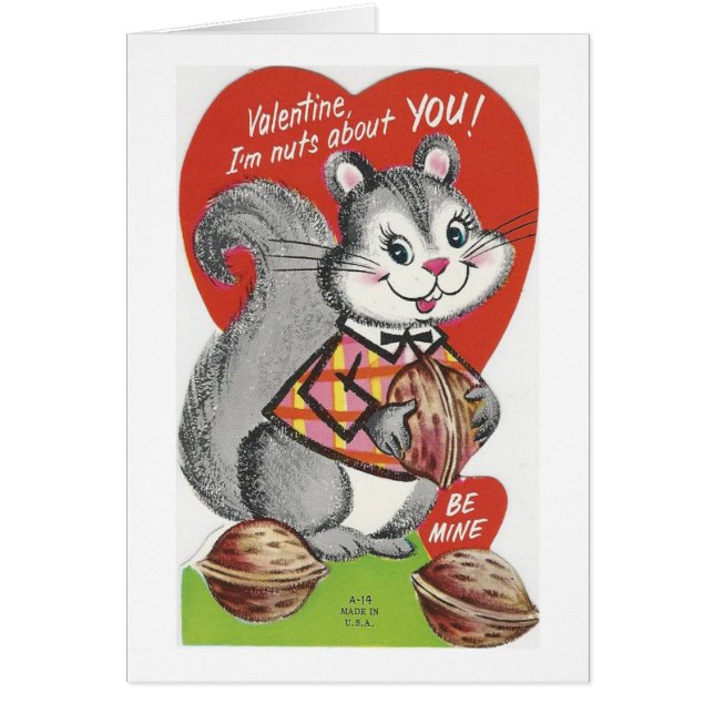 Vintage "I'm Nuts About You" Valentine (Frente)