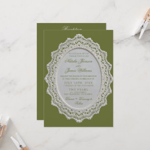 Vintage Invitación de Boda Todo en Uno de Encaje V