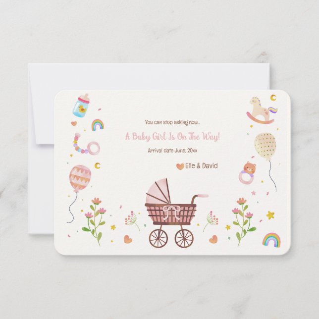 Vintage Invitación de embarazo de bebé (Anverso)