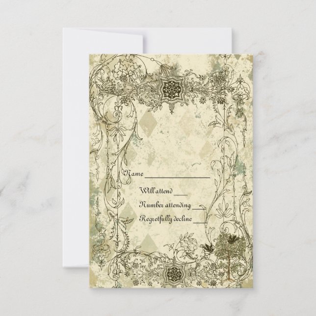 Vintage italiano Verdigris rsvp con sobres (Anverso)