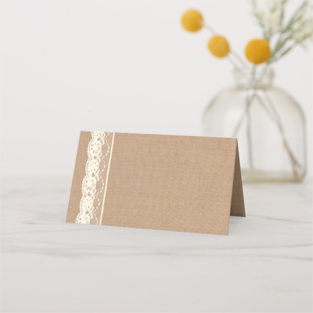 Vintage Ivory Lace y tarjetas Burlap (Anverso)