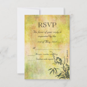 Vintage Japanese Bird Wedding RSVP