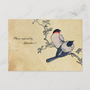 Vintage Japonés Finches Rsvp con sobres