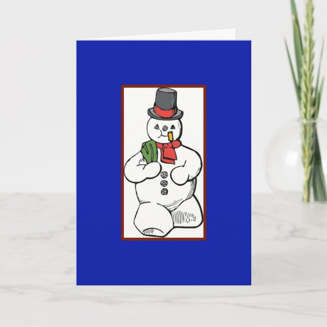Vintage Jaunty Snowman - Tarjeta de Navidades (Anverso)