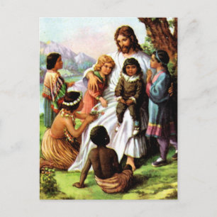 Vintage Jesús ama la postal